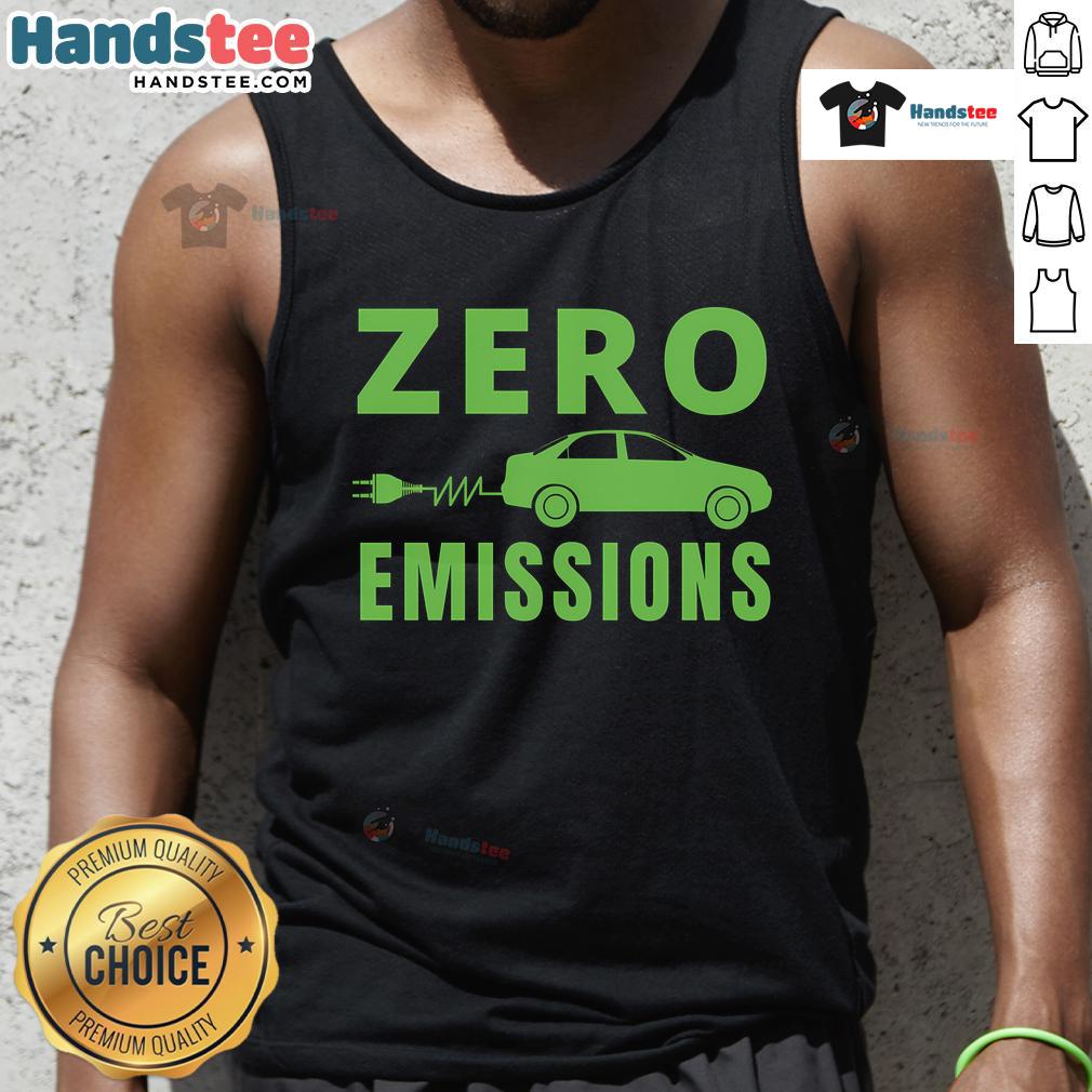 Funny zero emissions electric car tank top design with playful text 'Plug Me In' for eco-friendly car enthusiasts.