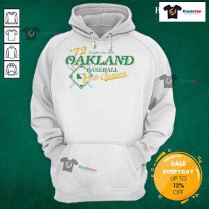 Oakland baseball World Champions hoodie showcasing team pride in California, USA.
