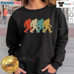 Retro pop art sweatshirt featuring a good Bigfoot silhouette, perfect for Sasquatch enthusiasts and unique fashion lovers.