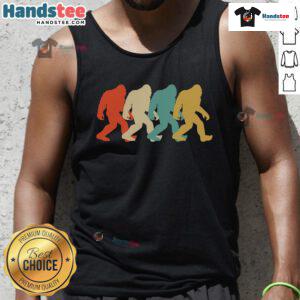 Retro pop art Sasquatch silhouette on a tank top, featuring a vibrant design of Good Bigfoot for unique style.