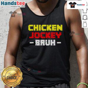 Good Chicken Jockey Bruh Tank Top featuring a fun graphic design, perfect for casual summer wear and chicken lovers.