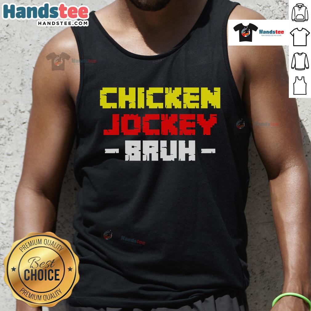 Good Chicken Jockey Bruh Tank Top featuring a fun graphic design, perfect for casual summer wear and chicken lovers.