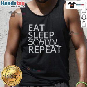 Vintage tank top featuring 'Good Eat Sleep School Repeat' design, perfect for back-to-school style and casual wear.