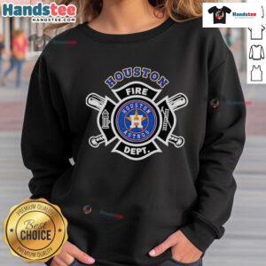Good Fire Dept Houston Astros baseball sweatshirt featuring vibrant team colors and logo, perfect for fans and supporters.