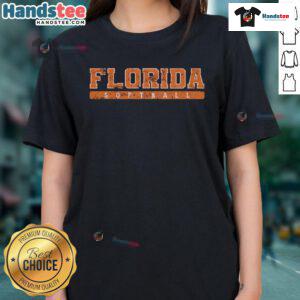 Vintage ladies tee featuring 'Good Florida Softball' in orange, perfect for softball fans and casual wear.