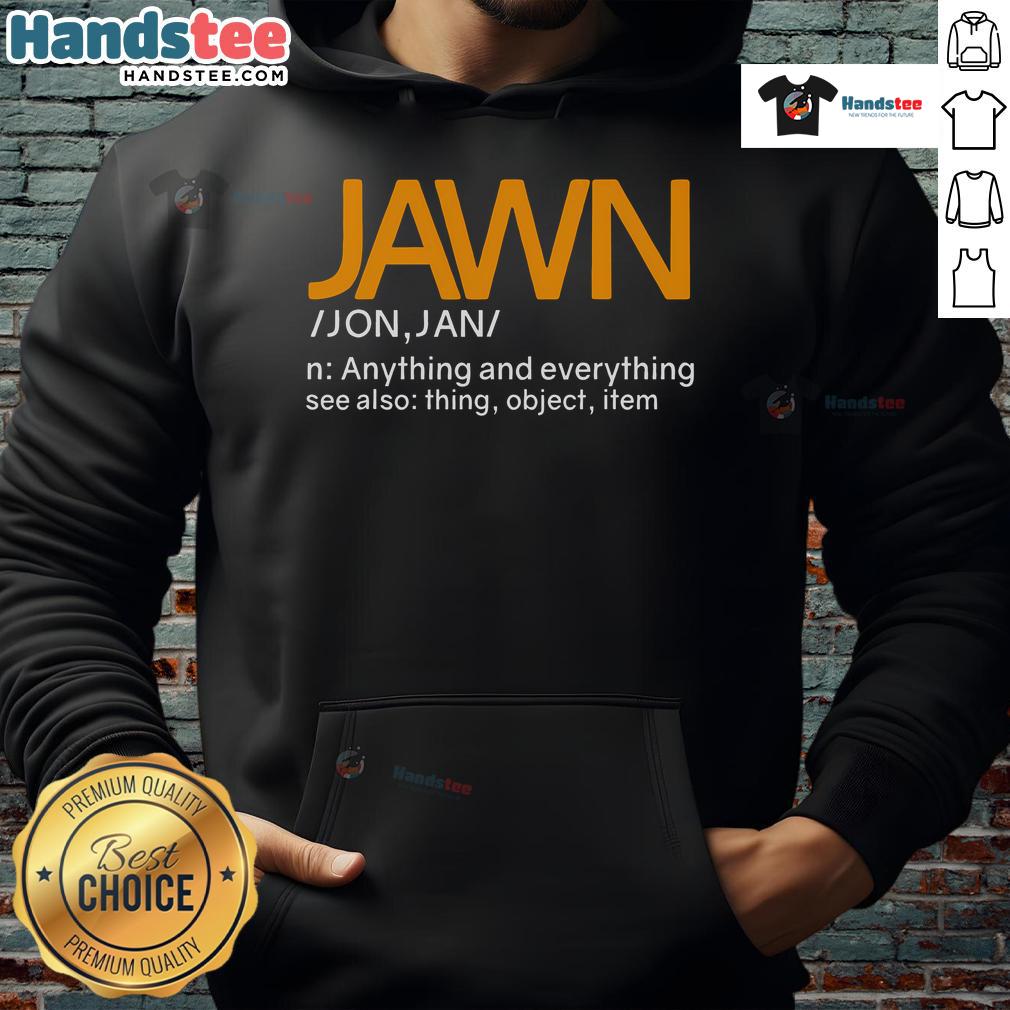 Alt Text: Philadelphia hoodie featuring 'Good Jawn' slang definition, perfect for fans of Philly culture and streetwear.
