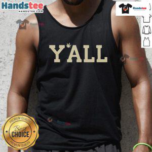Good Leaf Y'all tank top showcasing a vibrant green leaf design on a stylish, comfortable fabric for eco-friendly fashion.