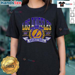 Vintage 1967 Los Angeles Basketball Ladies Tee, featuring classic design and retro graphics for sports enthusiasts.