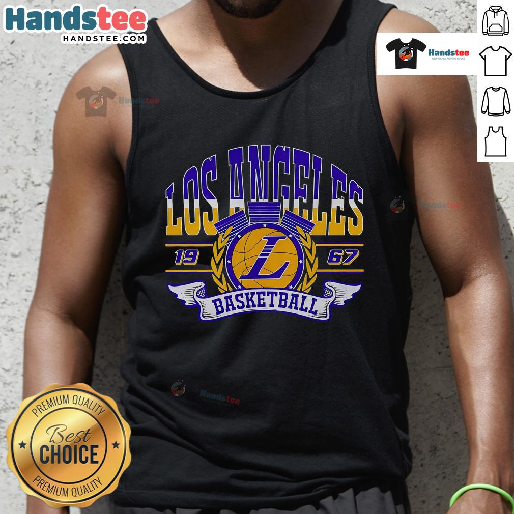 Vintage 1967 Los Angeles basketball tank top featuring retro design and bold colors, perfect for sports fans and collectors.