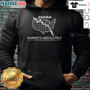 Alt Text: Good Maga Markets hoodie featuring stock market mayhem map, showcasing financial chaos and bold graphics.