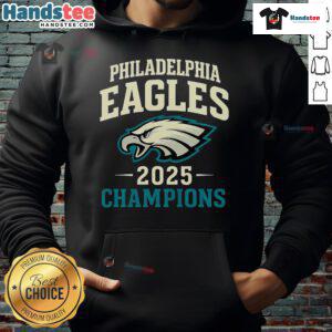 Good Philadelphia Eagles 2025 Champions Hoodie featuring team colors and logo, perfect for fans celebrating the victory.