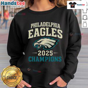 Good Philadelphia Eagles 2025 Champions sweatshirt featuring vibrant team colors and logo, perfect for fans.