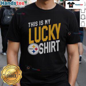 Alt Text: Good Pittsburgh Steelers This Is My Lucky T-Shirt featuring bold team colors and logo, perfect for game day.