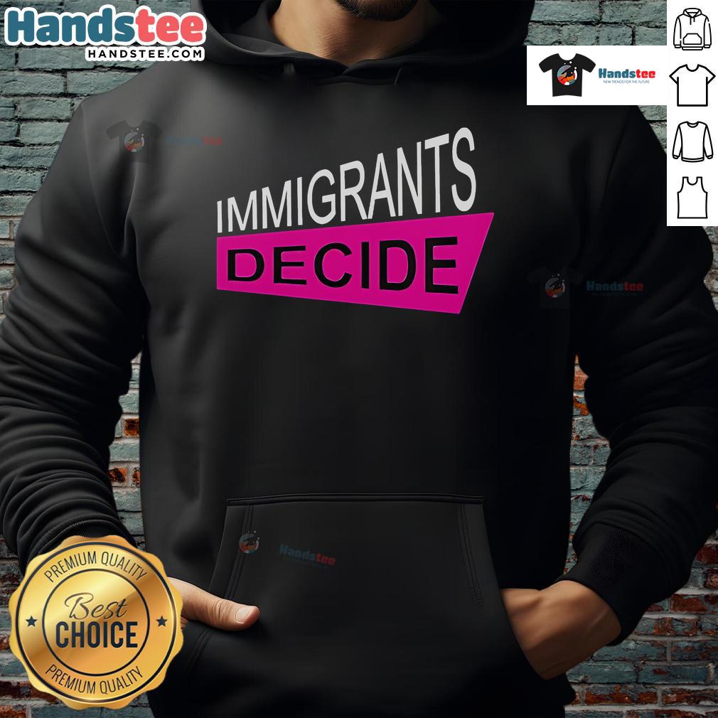 Prabal Gurung hoodie featuring the 'Immigrants Decide' slogan, promoting inclusivity and diversity in fashion.