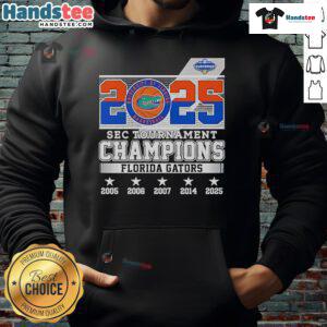 2025 SEC Tournament Champions Florida Gators hoodie featuring team colors and logo, perfect for fans.