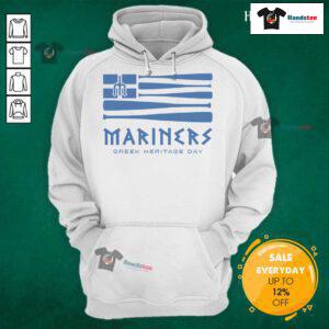 Good Seattle Mariners Greek Heritage Day Hoodie featuring vibrant colors and team logo, perfect for fans celebrating culture.