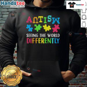 Good Seeing The World Differently Autism Awareness Month Hoodie in vibrant colors, promoting autism acceptance and understanding.