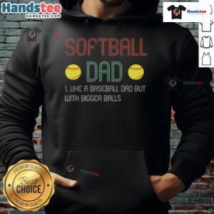 Good Softball Dad hoodie design: 'Like a Baseball Dad but with Bigger Balls' for proud softball fathers