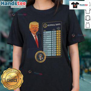 Good Trump Reciprocal Tariffs Liberation Day Ladies Tee featuring a bold graphic design celebrating economic freedom.