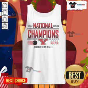 2025 NCAA Bowling National Champions tank top featuring Youngstown State Penguins logo by Blue 84.