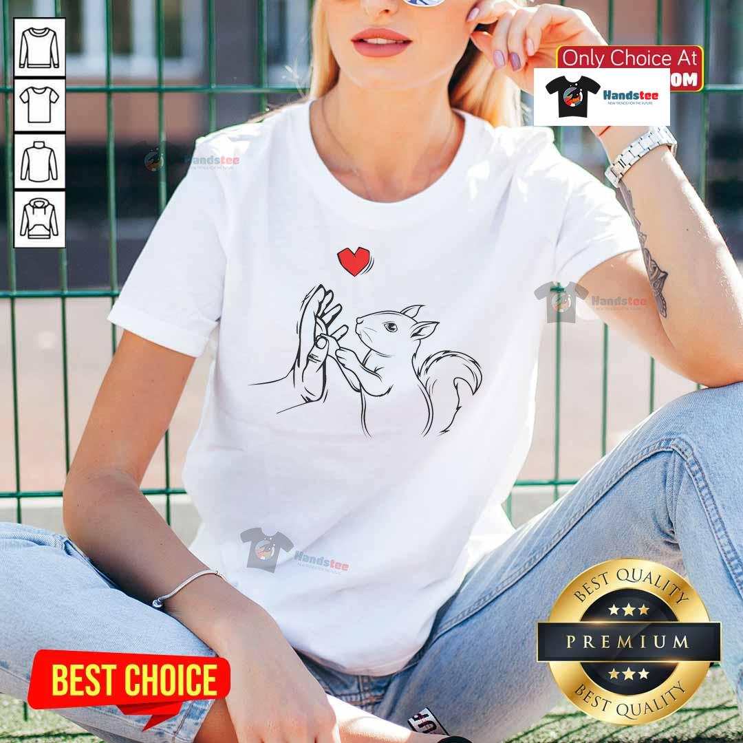 Happy squirrel graphic on a stylish ladies tee, perfect for nature lovers and casual wear enthusiasts.