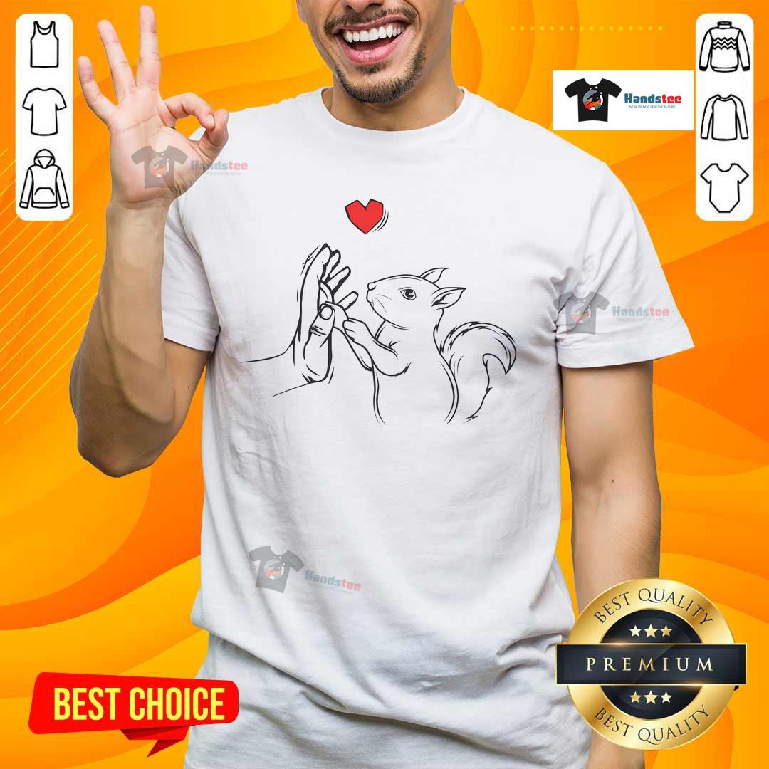 Happy Squirrel Love T-Shirt featuring a cute squirrel graphic and vibrant colors, perfect for animal lovers.