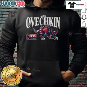 Hot Alex Ovechkin 895 NHL All-Time Leading Scorer GR8 Celebration Hoodie showcasing Ovechkin's iconic celebration style.