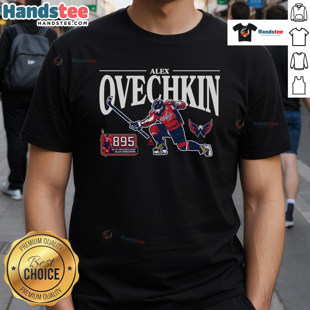Alt Text: Hot Alex Ovechkin 895 NHL All-Time Leading Scorer Gr8 Celebration T-Shirt featuring vibrant graphics and celebratory design.
