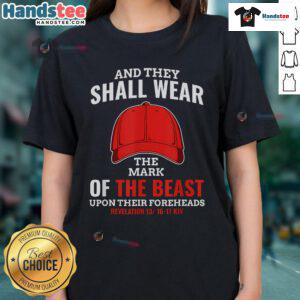 Hot Anti-Trump Mark of Beast Red Hat tee for liberal ladies, showcasing bold political statement and stylish design.
