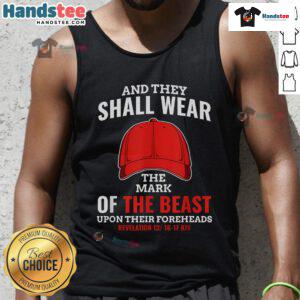 Hot Anti-Trump Mark of Beast red hat and liberal tank top, perfect for expressing political views with style.