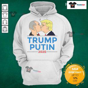 Alt Text: Hot Donald Trump kissing Putin graphic on Anti-Trump 2020 hoodie, perfect for expressing political dissent.