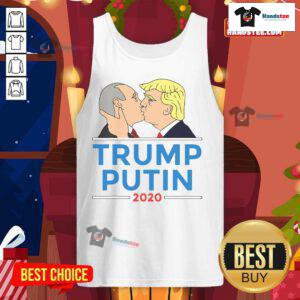 Hot Donald Trump kissing Putin design on an anti-Trump 2020 tank top, featuring bold graphics and political satire.