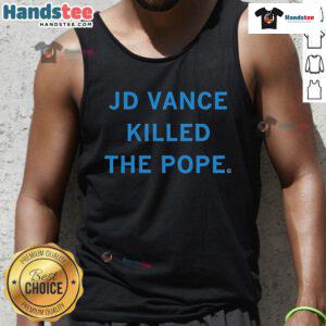 Hot J.D. Vance Killed The Pope tank top featuring bold graphic design and vibrant colors for trendy summer fashion.
