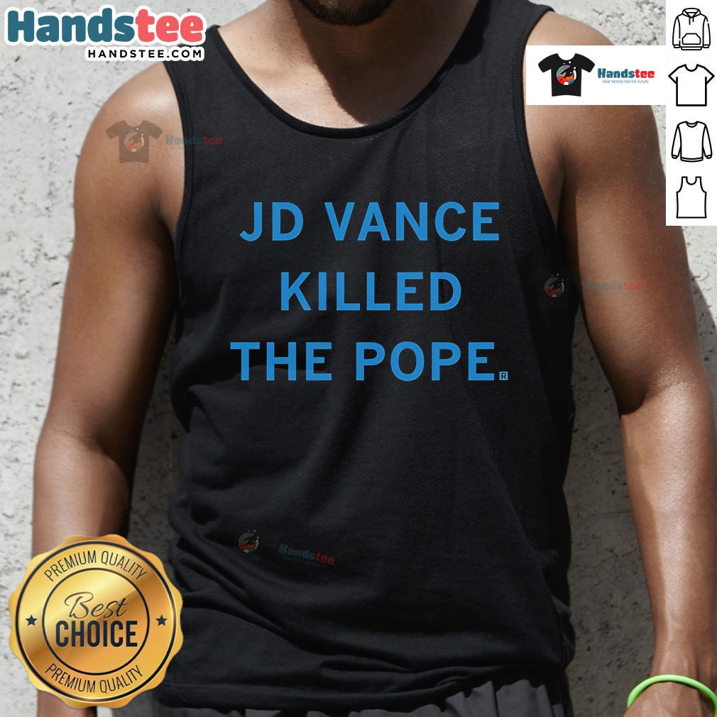 Hot J.D. Vance Killed The Pope tank top featuring bold graphic design and vibrant colors for trendy summer fashion.