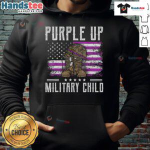 Hot purple hoodie for Military Child Month featuring a flag design, celebrating military children with style.