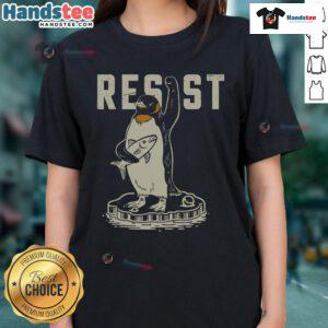 Stylish Hot Resist Penguin Ladies Tee featuring a cute penguin graphic, perfect for casual wear and penguin lovers.