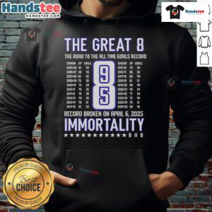 Nice Alex Ovechkin The Great 8 hoodie celebrating his journey to the all-time goals record in hockey.