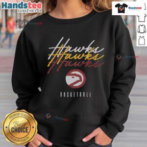 Alt Text: Stylish Atlanta Hawks Hardwood Classics Triple Stack Sweatshirt in vibrant colors, perfect for fans and casual wear.