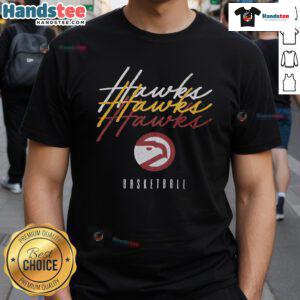 Nice Atlanta Hawks Hardwood Classics Triple Stack T-Shirt featuring vibrant team colors and retro design for fans.