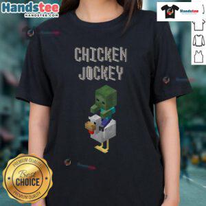 Nice Baby Zombie Chicken Jockey Minecraft Ladies Tee featuring a cute design of a baby zombie riding a chicken.