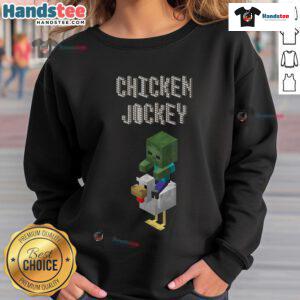 Cute baby zombie chicken jockey Minecraft sweatshirt featuring colorful graphics and cozy design for gamers.