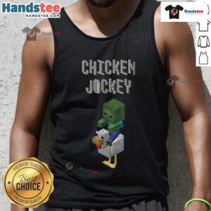 Adorable baby zombie chicken jockey graphic on a Minecraft tank top, perfect for fans of the game.