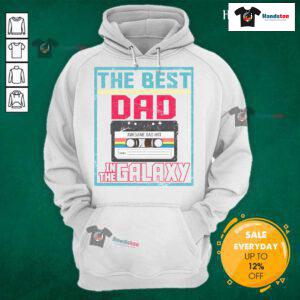 Nice Best Dad In The Galaxy cassette mix tape hoodie showcasing a fun design for proud dads and music lovers.