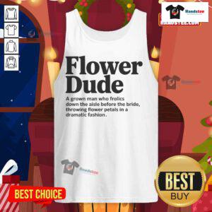 Man wearing a tank top featuring a vibrant Nice Bridle Flower design, showcasing a stylish and unique flower-themed look.