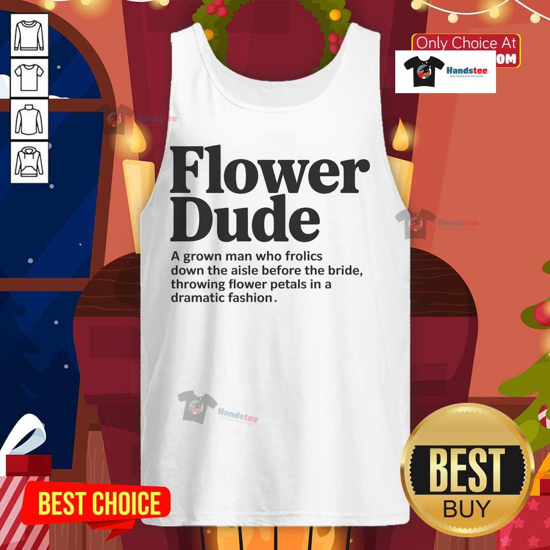 Man wearing a tank top featuring a vibrant Nice Bridle Flower design, showcasing a stylish and unique flower-themed look.