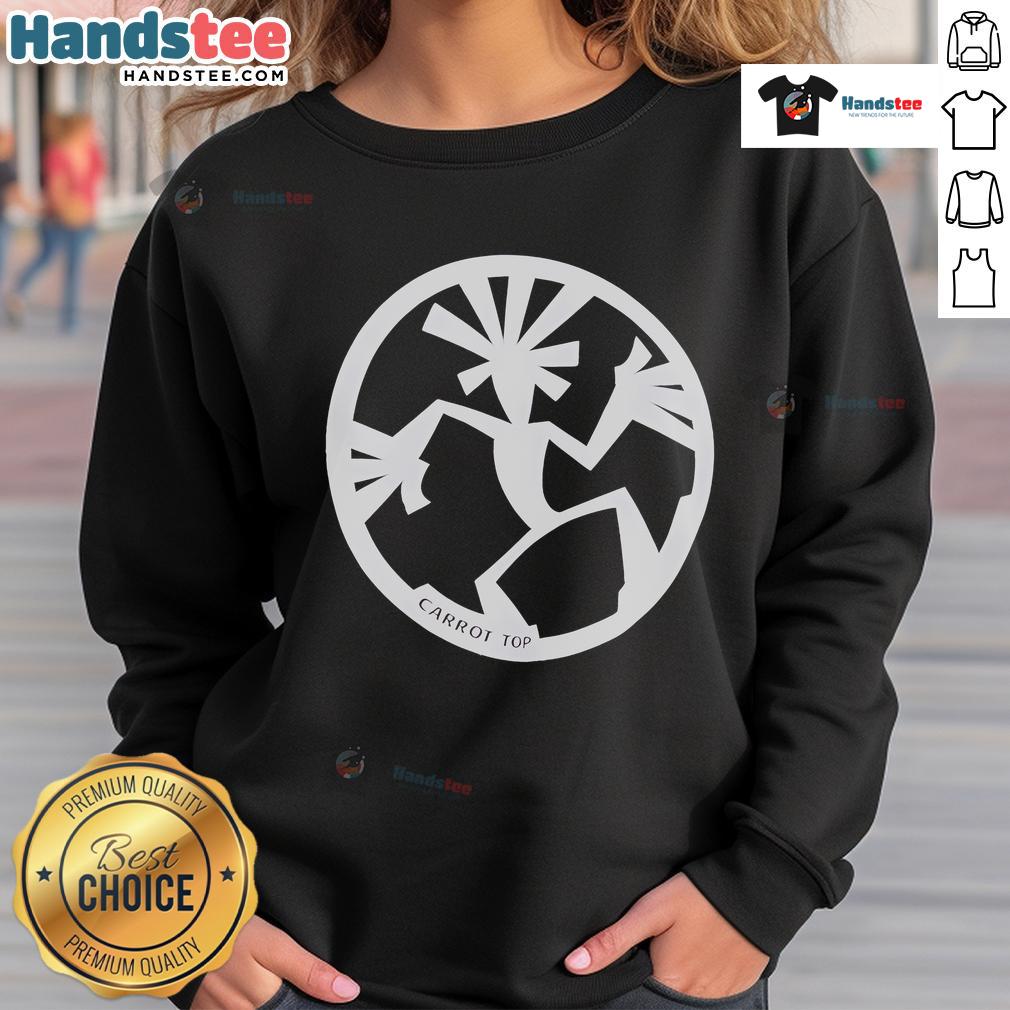 Stylish Nice Carrot Top logo sweatshirt featuring a vibrant design on a cozy fabric background.