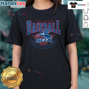 Alt Text: 80s inspired ladies tee featuring the Nice Chicago White Sox logo, perfect for casual sportswear and retro fans.