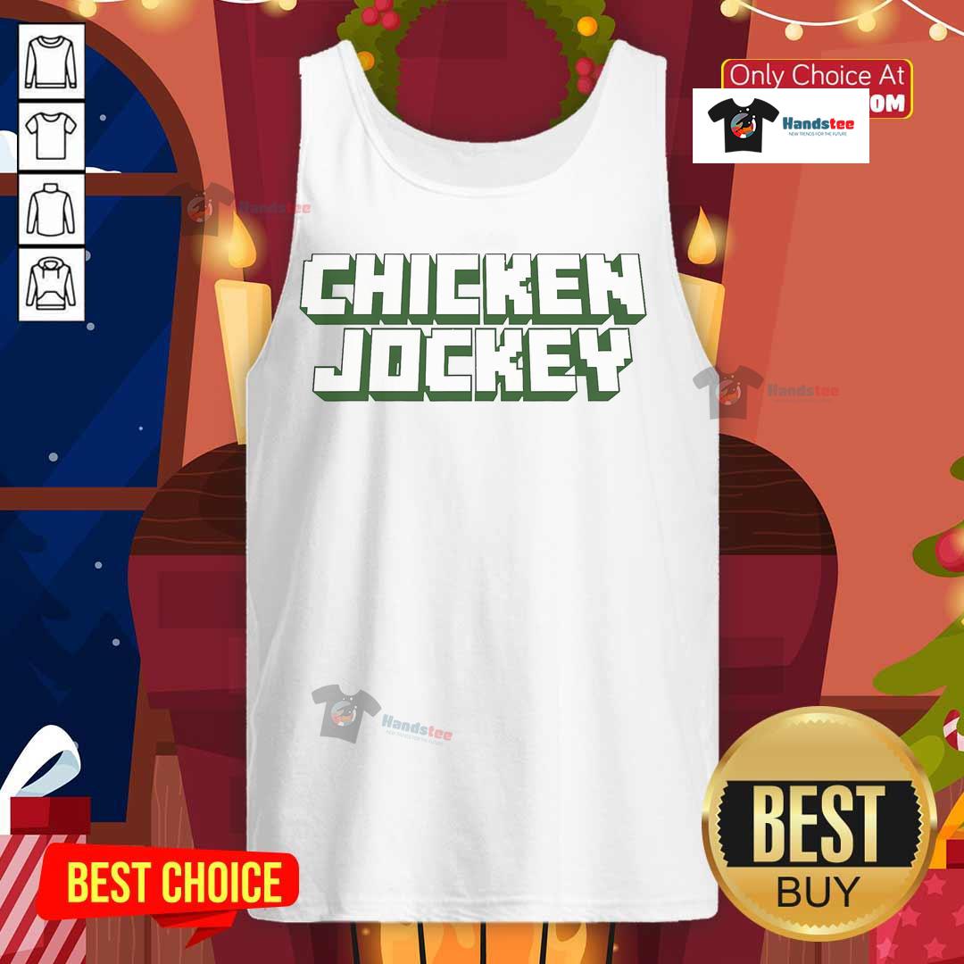 Viral gamer meme tank top featuring a fun chicken jockey design from a popular video game.