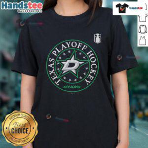 Nice Dallas Stars Black 2025 Stanley Cup Playoffs Home Ice Ladies Tee featuring team logo and stylish design.