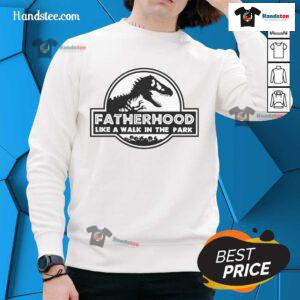 Cozy dinosaur sweatshirt for dads, inspired by fatherhood as easy as a walk in the park, perfect for casual outings.